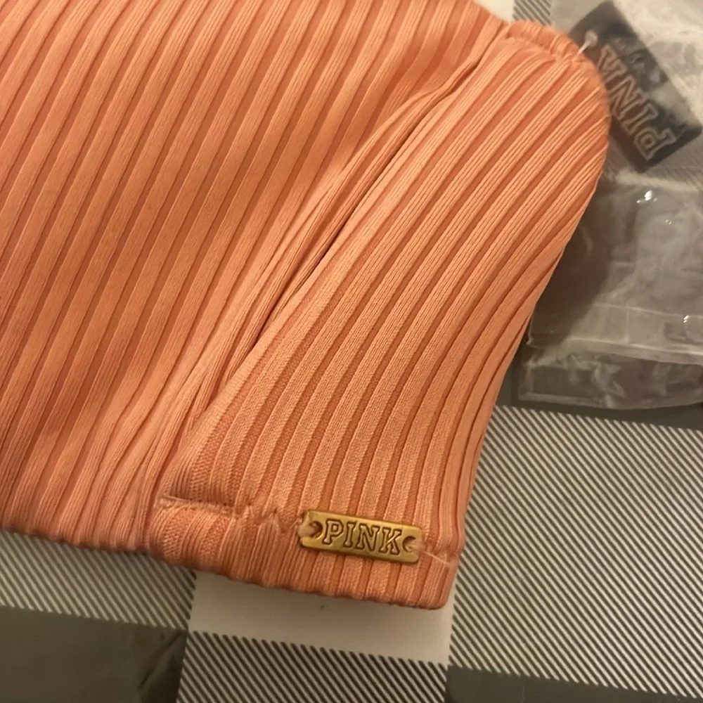 New Victoria’s Secret PINK Women’s Bikini Top Bandeau Ribbed Size Large NWT